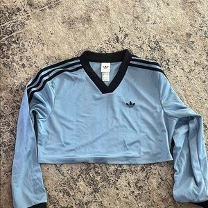 Adidas Sky Blue Long Sleeve Crop Top